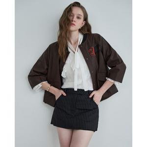 [르니앤맥코이]레터링 배색 페이크레더 7부 자켓 MM04JK003HJY