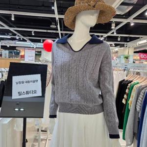 밀스튜디오 DP02 소매카라 포인트꽈배기니트 LR9KTS110