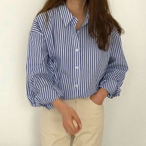 샵앤) 여성 출근룩 스트라이프 루즈핏 긴팔 셔츠 WON-WBL-WEA9F05