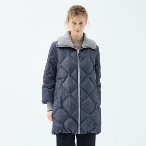 롱 길이 니트 칼라 야로우 다운 재킷 (UFKWJA4A6T-GREY)