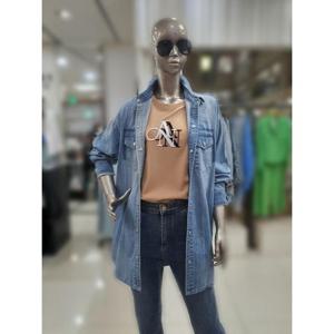 제시뉴욕 세이브존04 오버핏 데님 롱 셔츠 ACW5NSDB045000