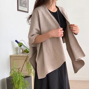 샵앤) 여성 원버튼 잔골지 레이어드 다용도 숄 니트 조끼 21DS-WVS-4898-베이지