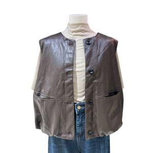 [에이지도르]밑단 밴딩 레더 조끼 베스트 ALFIAUE193