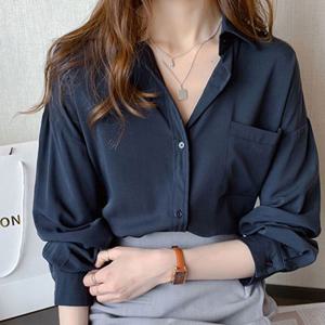 샵앤) 여성 데일리 출근룩 루즈핏 긴팔 셔츠 WON-WBL-WA399B8