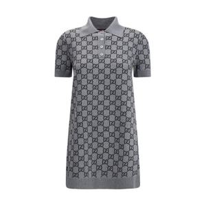 구찌 울 자카드 폴로 드레스 836164XKEJP 1045 GREY