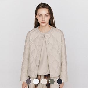 [지오다노] 여성 라운드넥 경량 퀼팅 패딩 자켓 375908