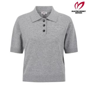 마스터바니  (421E3SR311) 여성 로고 자수 캐시미어 카라 반팔 니트