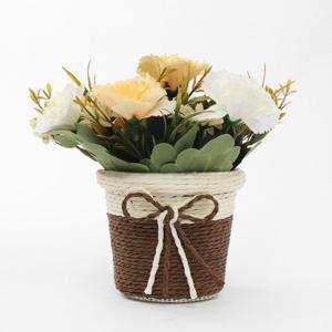 [더블유쇼핑]프리티플 카네이션 조화 화분(옐로우) 꽃 소품장식_