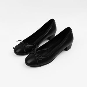 [신난다슈]여성 구두 펌프스 힐 3cm 여자 리본 플랫 발편한 통굽 낮은굽 ST257912 블랙