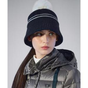 닥스골프 여성 네이비 FUR방울 니트햇DNHE5F753N2