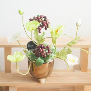 양귀비 조화 센터피스 브론즈 수반 화분 set 35cm 인테리어 꽃 테이블 행사 장식 소품