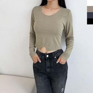 GSS ET9968 여자 라이크 텐션 스쿱넥 크롭 티셔츠