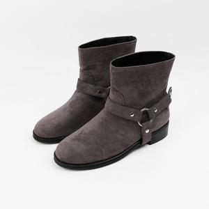 [신난다슈]여성 앵클부츠 3cm 숏 바이커 앵글 부츠 스웨이드 발편한 통굽 BP256279 그레이