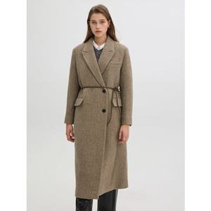 [올리브데올리브] OW4WHB03 울혼방 헤링본 벨티드 롱코트