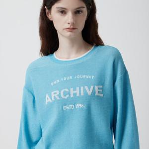 [쥬크]레터링 자카드 라운드넥 니트 Z253KSK016