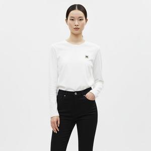 샵앤) 국산 여성 라운드 고양이 패치 면스판 긴팔 티셔츠 DAI-WSH-20869-화이트