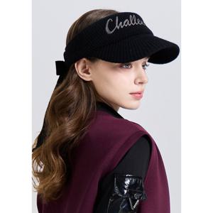 [챌린저]여성 리본 디테일 램스울 니트 썬캡 블랙_CHE3WCP5782BK