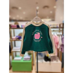 프렌치캣5 주니어 그린컬러배색맨투맨티 (T44KCT050)