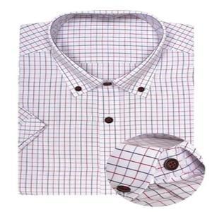 베이직 배색 체크패턴 슬림 반팔 셔츠