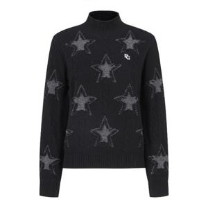 파리게이츠골프긴팔티 NQC 521D4SR603_BK 여성 별 배색 패턴 모크넥 니트