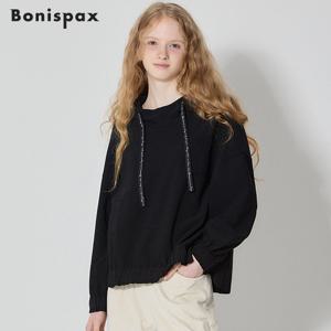 [보니스팍스(Bonispax)] 기모 절개 커팅 후드 티셔츠 (택가격 179000원)