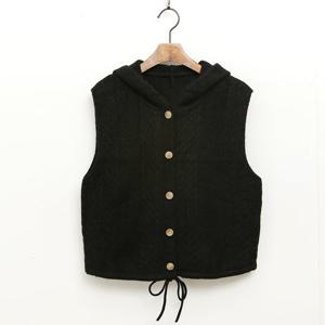 샵앤) 여성 밑단조절 후드 니트 조끼 JR-WVS-3745-블랙