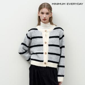 [미니멈][미니멈 에브리데이]스트라이프 라운드 니트 가디건 (EB4CK023D)