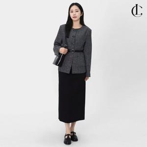 엘케이트 여자 하객룩 직장인 노카라 어깨패드 트위드 자켓 LCC010