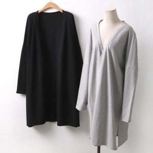 DWW7226 오픈 면 심플 가디건 빅사이즈 여성의류 루즈