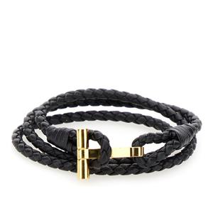 톰포드 T 디테일 브레이디드 가죽 랩 팔찌 JM005 ICL002G1N001