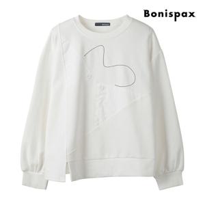 보니스팍스  드로잉 자수 루즈핏 맨투맨 티셔츠 (XPBTS004M0)