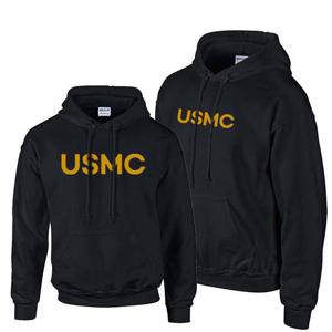 기모 후드티 블랙 옐로우 USMC 후드