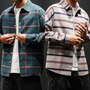 남성상의 남여공용 캐주얼 남방 커플룩 대학생 패션 긴팔 셔츠