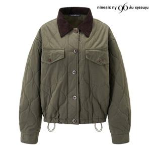 [나인식스뉴욕]코듀로이 카라 퀼팅 크롭 스트링 자켓 (NP4JK011L0)