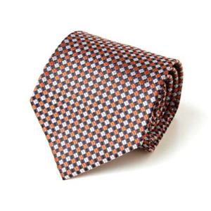 오렌지 스퀘어 패턴 남자 넥타이