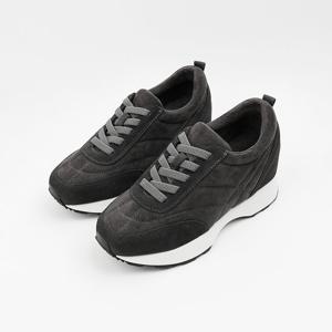 [신난다슈] 여성 스니커즈 6cm 여자 키높이 운동화 기모 통굽 소가죽 스웨이드 MRO257249 그레이