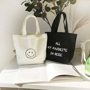 스마일 레터링 캔버스 미니 토트백 데일리 에코백