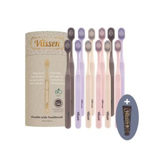 오스템 뷰센 더블와이드 칫솔 12입 파스텔+미백치약 20g 증정