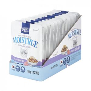 [12개세트] 뉴트리플랜 모이스트루 참치&멸치 파우치 80g 고양이 사료