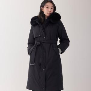 [지센] (2컬러) 구스 폭스후드 트렌치형 다운 패딩 LCDWOB22