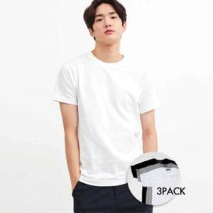 [백화점][지오다노]/최다판매/남여공용 라운드 이너용 3팩 면 반팔티 교복 243801 레이어드