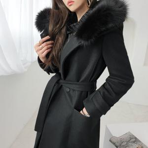 [금찌]금찌 리얼 폭스퍼 렉시 후드 울 코트  JK5976