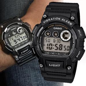 카시오 진동알람 W-735H-1A 10년전지 남성 방수 전자 군인시계