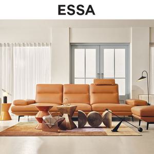 [헤드레스트&상품권증정][GS단독] 에싸 프레소 4인 스윙기능 론도 소가죽 소파+스툴