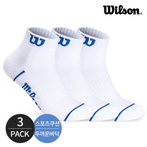 윌슨 남성 스포츠 쿠션 칼라 원라인 발목양말 3P_WH/BL