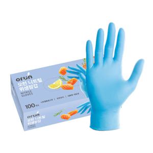 오런 니트릴 위생장갑 블루 100매 중 일회용 주방 요리