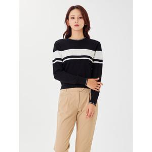 [볼빅어패럴] 여성 골프 케이블 배색 니트 VLKTN901_BK