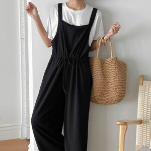 국산 여성 허리스트링 이지웨어 점프수트 ARA-WPT-3092-블랙