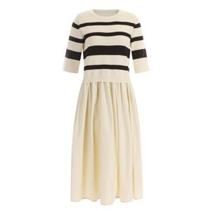샵앤) 여성 루즈핏 니트 배색 롱 원피스 RC-WDR-11838-아이보리