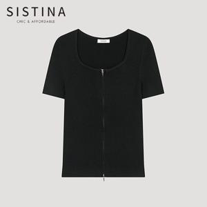 [SISTINA] 인기 스퀘어넥 투웨이 집업 가디건_ASKCDO21590_BK